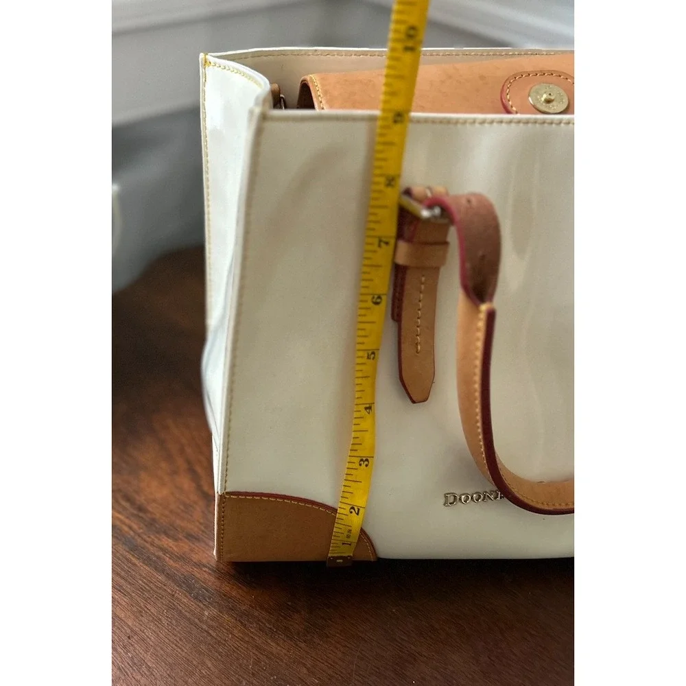 Dooney & Bourke Janine Ivory Cream Leather Satchel Tan Trim Red Lining Vintage